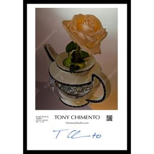 Single Rose & Teapot by Tony Chimento Signed Art Poster 13"x19"